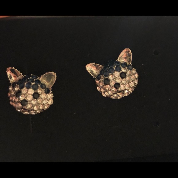 Adorable Huskie dog earrings w/CZ and gem stones - Picture 3 of 5